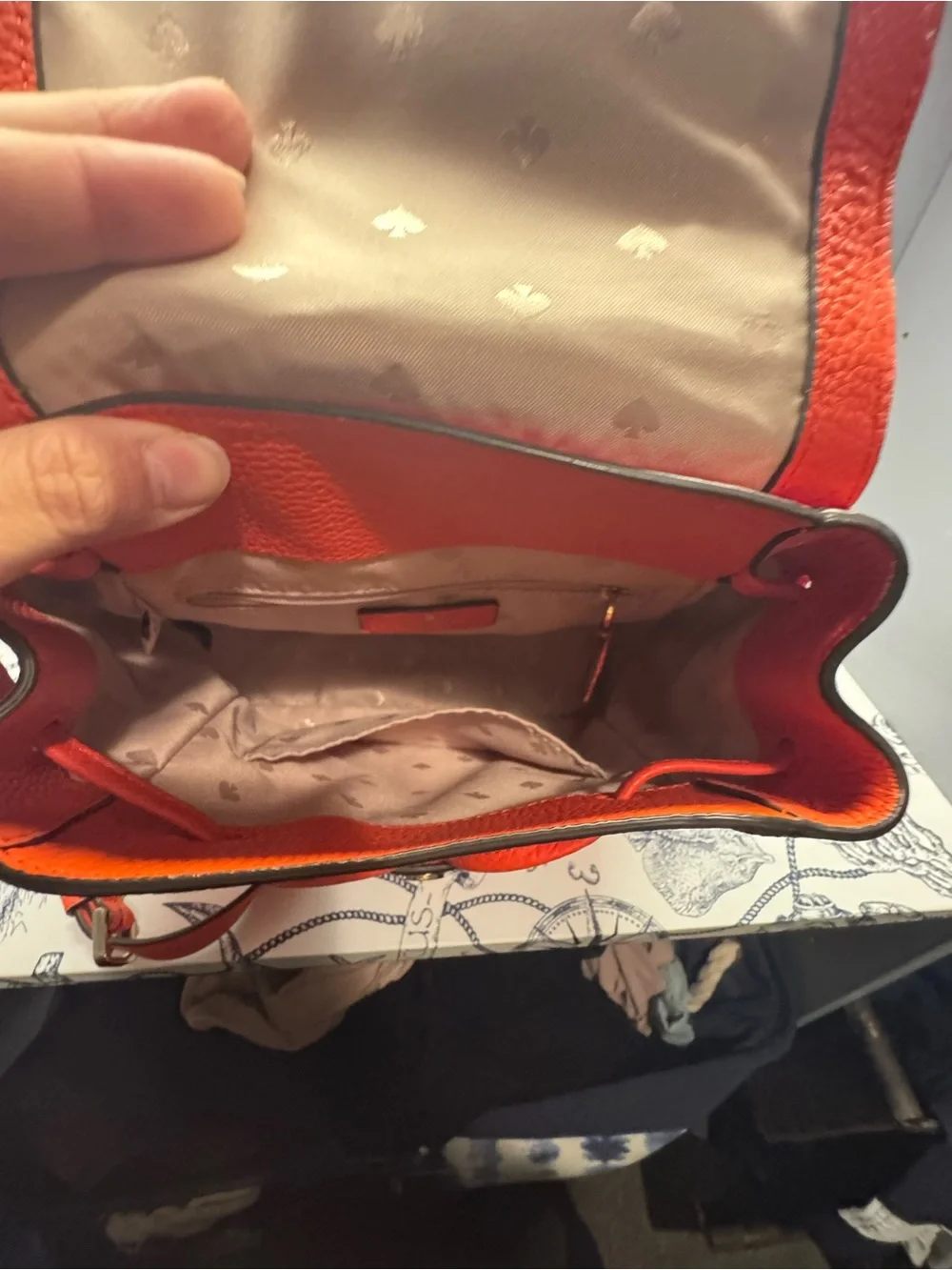 Kate Spade Orange Pebbled Leather Backpack